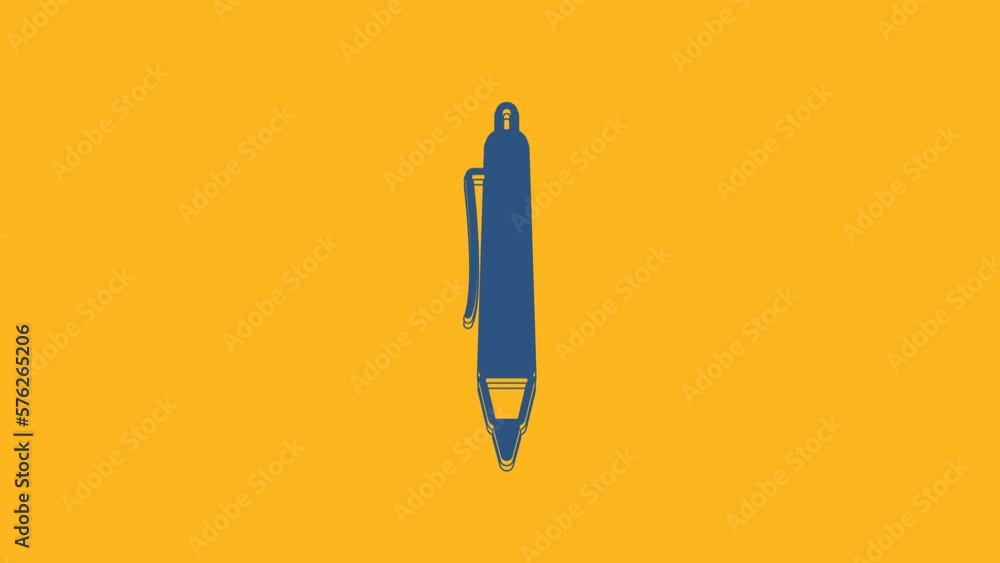 Wall mural Blue Pen icon isolated on orange background. 4K Video motion graphic animation