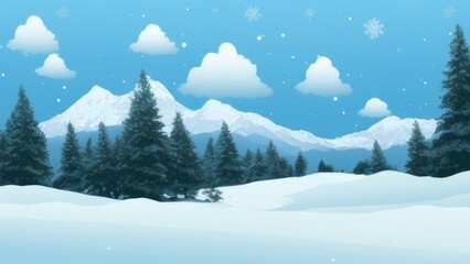 Fototapeta na wymiar Mountain landscape in winter. Illustration. Generated by AI