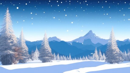 Naklejka premium Mountain landscape in winter. Illustration. Generated by AI