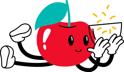 Funny cherries characters flat illustration Cute emoticons