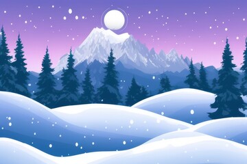 Fototapeta premium Mountain landscape in winter. Illustration. Generated by AI