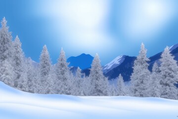 Fototapeta premium Mountain landscape in winter. Illustration. Generated by AI
