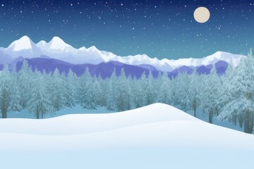 Fototapeta premium Mountain landscape in winter. Illustration. Generated by AI