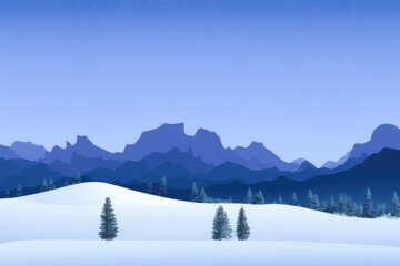 Mountain landscape in winter. Illustration. Generated by AI