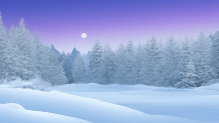 Mountain landscape in winter. Illustration. Generated by AI
