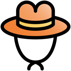 hat black outline filled color icon