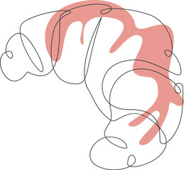 Croissant with strawberry jam in line art Tasty bakery