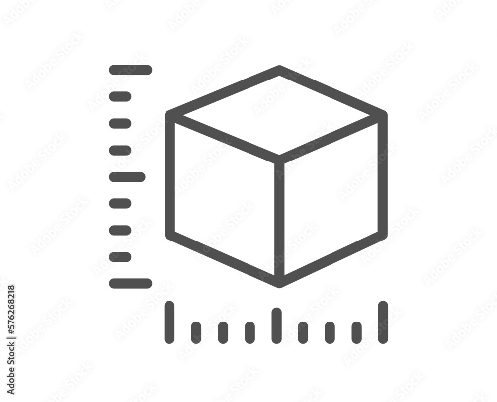 Poster package size line icon. box dimension sign. parcel measurement symbol. quality design element. linea