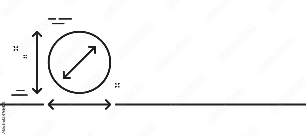 Poster circle area line icon. territory dimension sign. round lap measurement symbol. minimal line illustra
