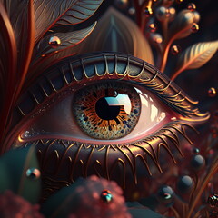 Detailed close up of eye in fantasy style. AI Generated