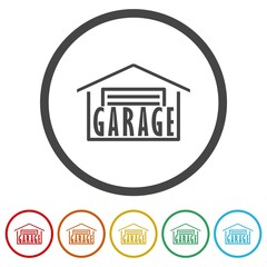 Garage door logo icons in color circle buttons