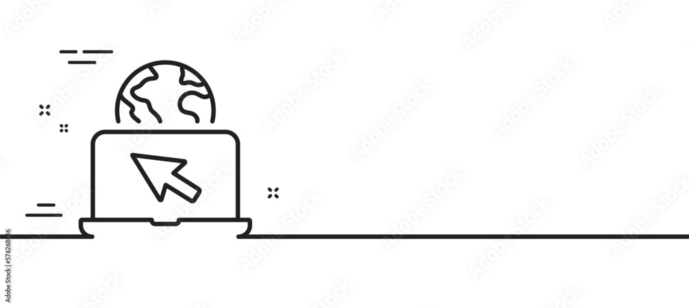 Aufkleber internet line icon. laptop web sign. notebook with cursor symbol. minimal line illustration backgrou