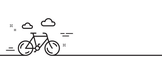 Bike line icon. City bicycle transport sign. Outdoor transportation symbol. Minimal line illustration background. Bike line icon pattern banner. White web template concept. Vector