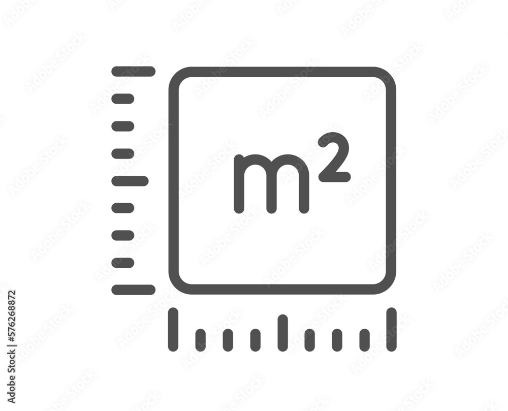 Poster square meter line icon. room area dimension sign. territory measurement symbol. quality design eleme