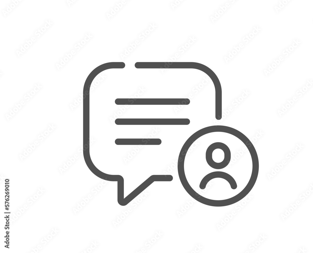 Poster chat bubble line icon. speech dialogue box sign. friend message symbol. quality design element. line