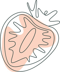 Half of strawberry line art with red blot