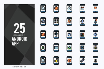 25 Android App Lineal Color icon pack. vector illustration.