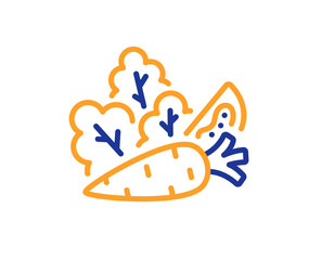 Vegetables line icon. Lettuce, carrot with tomato sign. Low calories food symbol. Colorful thin line outline concept. Linear style vegetables icon. Editable stroke. Vector
