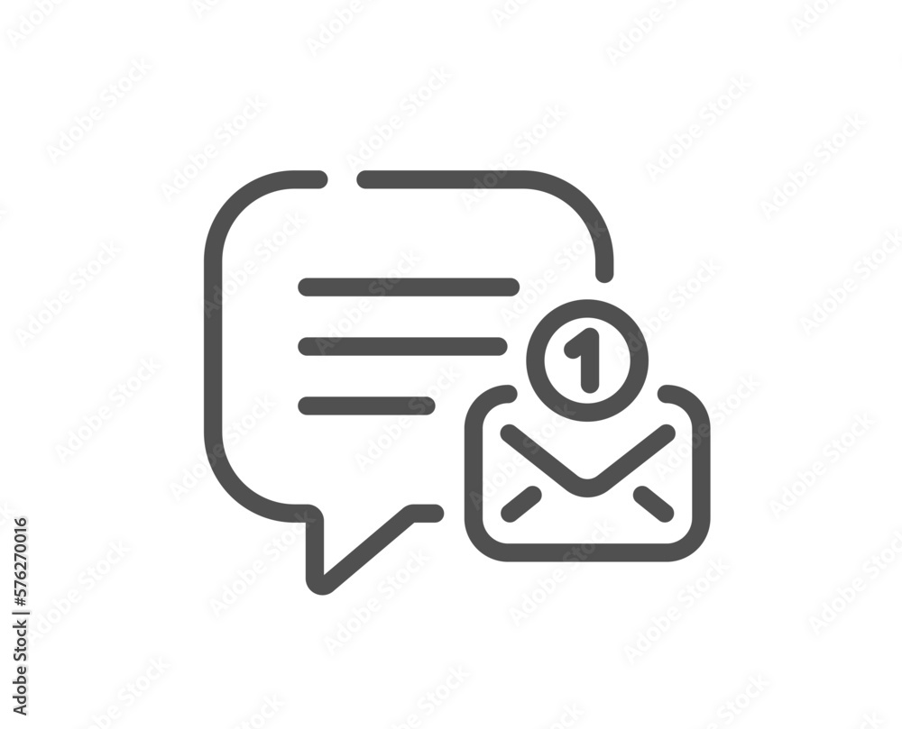 Poster new message line icon. chat bubble sign. speech dialogue box symbol. quality design element. linear 