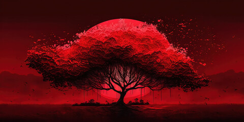 Red background. Generative AI