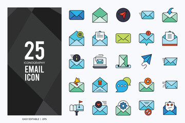 25 Email Lineal Color icon pack. vector illustration.