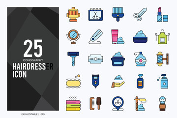 25 Hairdresser Lineal Color icon pack. vector illustration.