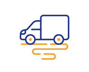 Delivery route line icon. Truck road path sign. Vehicle highway symbol. Colorful thin line outline concept. Linear style delivery route icon. Editable stroke. Vector