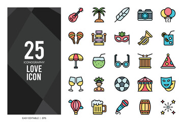 25 Love Lineal Color icon pack. vector illustration.