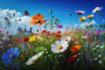Colorful flower meadow landscape