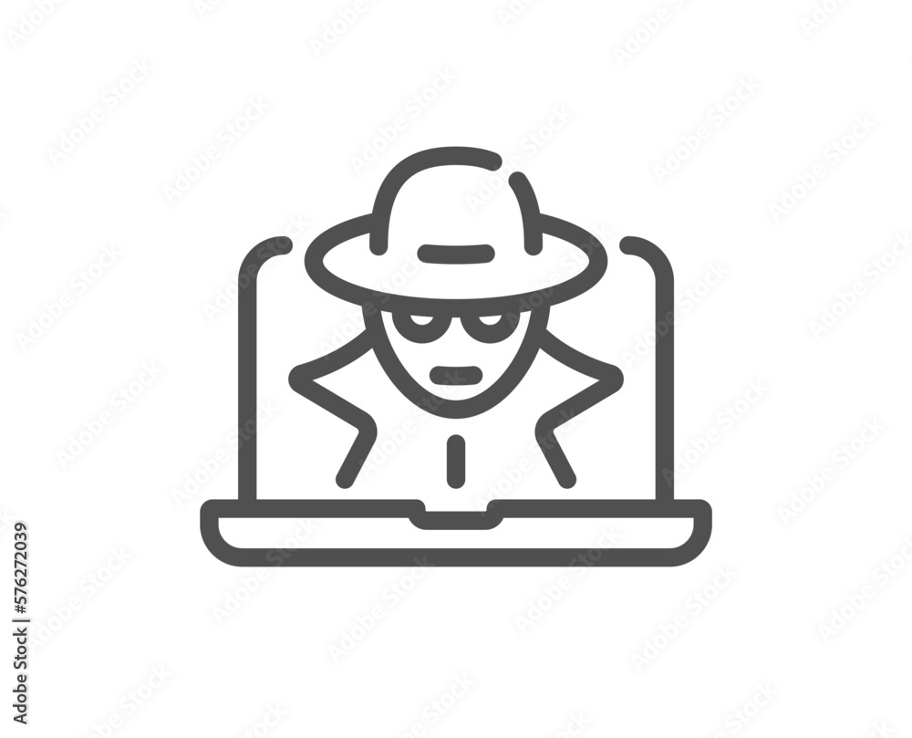 Poster fraud line icon. spy of thief sign. cyber hack symbol. quality design element. linear style fraud ic