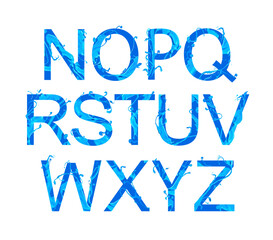 Alphabet of blue paint letters. Part 2