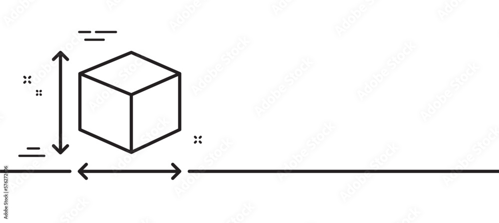 Poster box size line icon. package dimension sign. parcel measurement symbol. minimal line illustration bac
