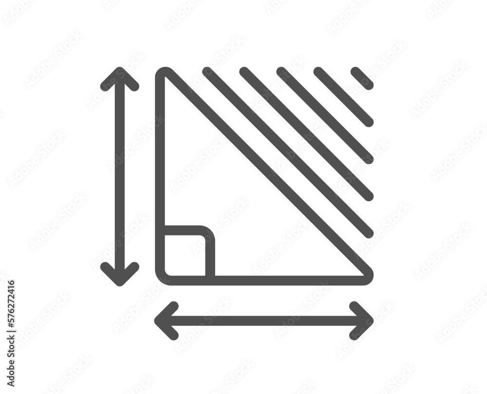 Poster triangle area line icon. plan dimension sign. territory measurement symbol. quality design element. 