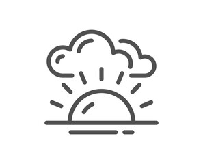 Sunset line icon. Evening sun sign. Sunny weather symbol. Quality design element. Linear style sunset icon. Editable stroke. Vector