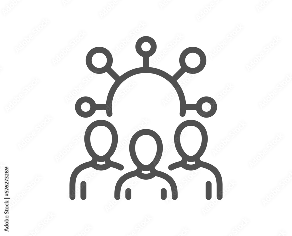 Poster squad line icon. team work sign. community group symbol. quality design element. linear style squad 