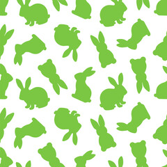Fototapeta na wymiar Seamless pattern Easter bunny silhouettes vector illustration