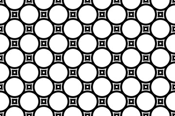 Seamless Geometric Circles Pattern. Black and White Texture.