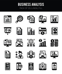 25 Business Analysis Lineal Fill icons Pack vector illustration.
