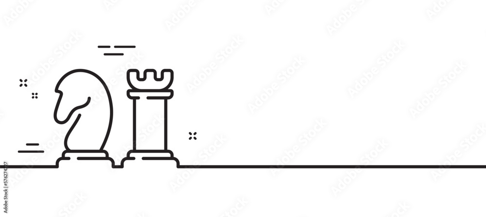 Poster chess line icon. business strategy sign. tactic board game symbol. minimal line illustration backgro