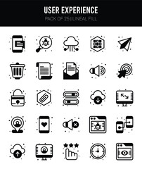 25 User Experience Lineal Fill icons Pack vector illustration.
