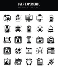 25 User Experience Lineal Fill icons Pack vector illustration.