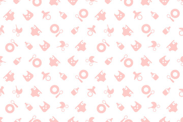 Newborn accessories seamless pattern on a white background