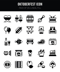 25 Oktoberfest Lineal Fill icons Pack vector illustration.