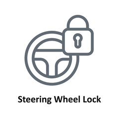 Steering Wheel Lock Vector Outline Icons. Simple stock illustration stock - obrazy, fototapety, plakaty