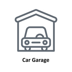 Car Garage Vector Outline Icons. Simple stock illustration stock