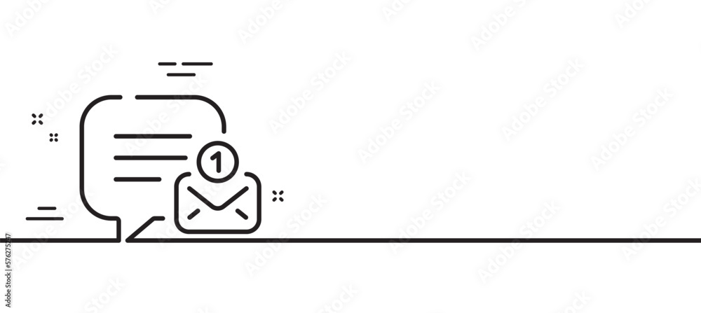Poster new message line icon. chat bubble sign. speech dialogue box symbol. minimal line illustration backg