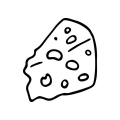 Cheese doodle, cooking nutrient. Hand-drawn tasty food, proper eating, healthy diet. Sketch, minimalism, line art. Isolated. Vector illustration