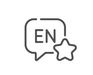 Fototapeta premium English line icon. Chat bubble sign. Translate message symbol. Quality design element. Linear style english icon. Editable stroke. Vector
