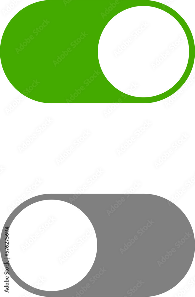Poster on off gray and green switch button slider icon set. vector image.