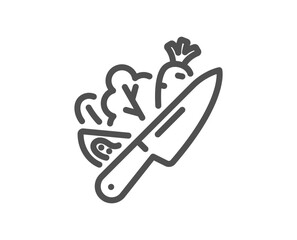 Vegetable line icon. Ð¡ut lettuce sign. Spinach leaf, tomato and carrot symbol. Quality design element. Linear style vegetable icon. Editable stroke. Vector